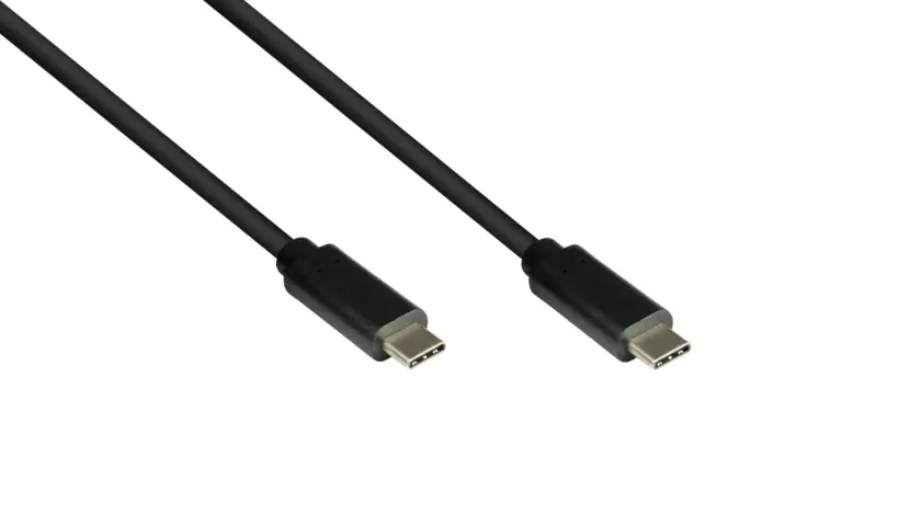 Zwei schwarze USB-C-Kabel mit Stecker, bereit für USB 3.1 Gen 2 Speed.