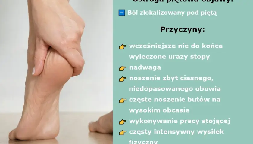 Dłoń uciska bolesną piętę.