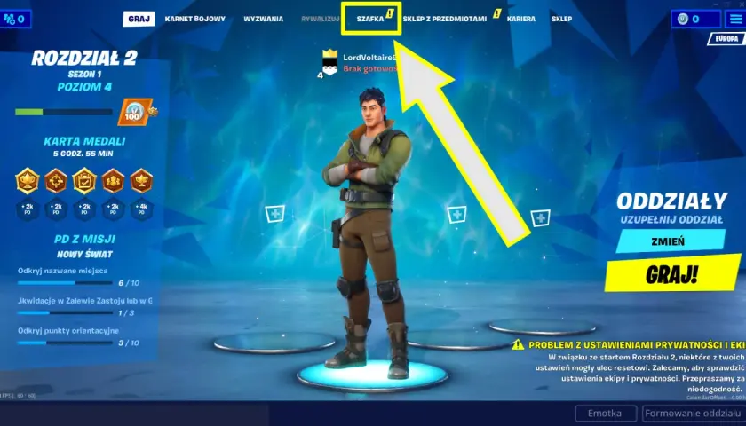 Jak zmienić postać w Fortnite? Kliknij "Szafka", by zobaczyć dostępne skórki i zmienić wygląd swojej postaci.