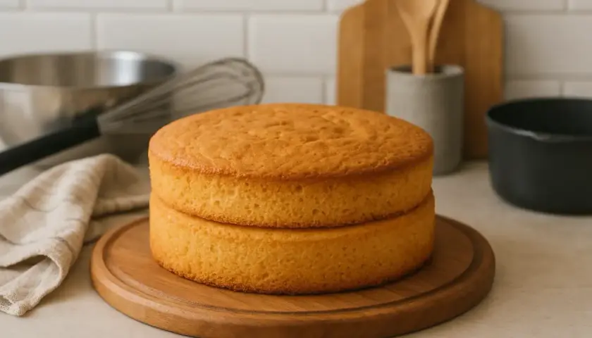 Deux disques de sponge cake chocolat dorés, prêts à être assemblés pour un délice gourmand.