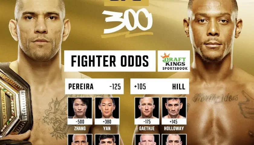 UFC 300: Sprawdź kursy bukmacherskie na walki! Pereira vs Hill, Oliveira vs Tsarukyan i inni.