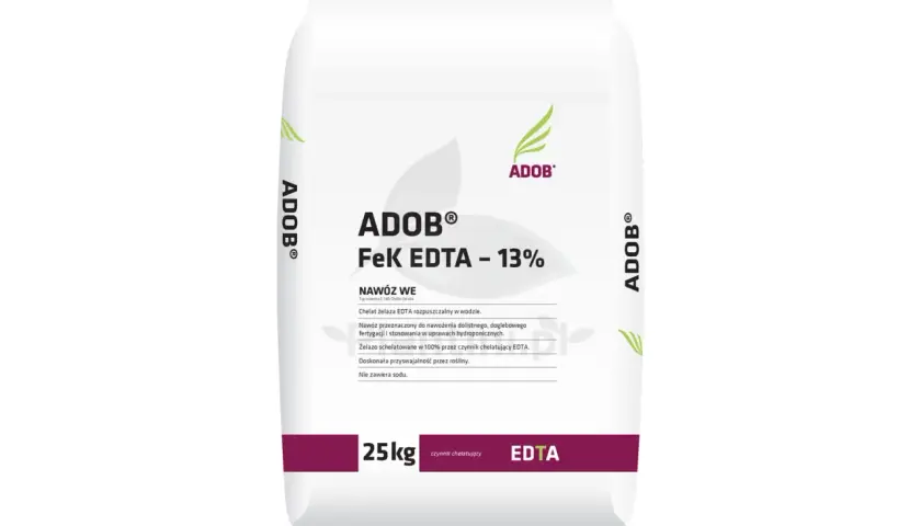 Worek nawozu ADOB® FeK EDTA 13% z naturalnym żelazem dla roślin, 25 kg.