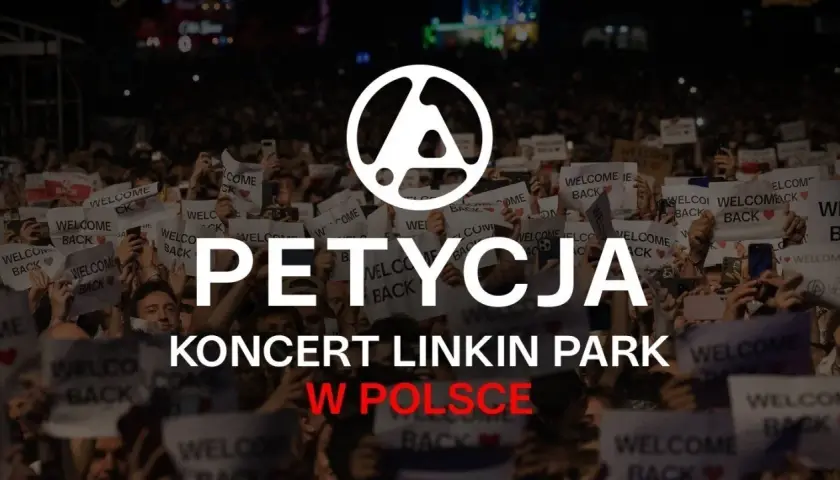 Petycja o koncert Linkin Park w Polsce. Tłum fanów z transparentami "Welcome Back".