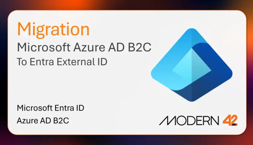 Migration de Microsoft Azure AD B2C vers Entra External ID. Le logo Entra ID est présent.