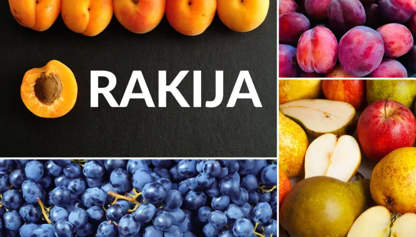 Rakija z czego? Z moreli, śliwek, jabłek, gruszek i winogron.