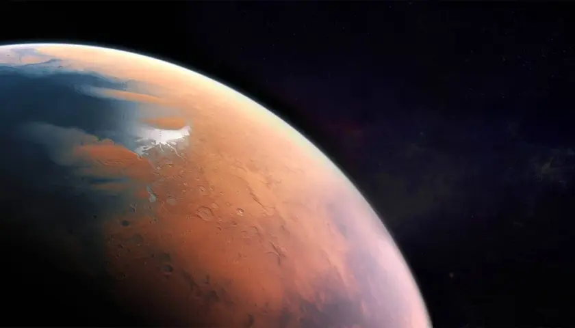 Czerwona planeta z lodowymi czapami. Chcesz wiedzieć, ile stopni jest na Marsie? To zimno, średnio -63°C.