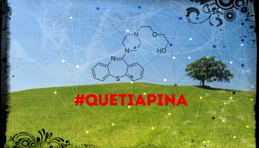Struttura chimica della quetiapina, farmaco usato per trattare disturbi come schizofrenia e disturbo bipolare.