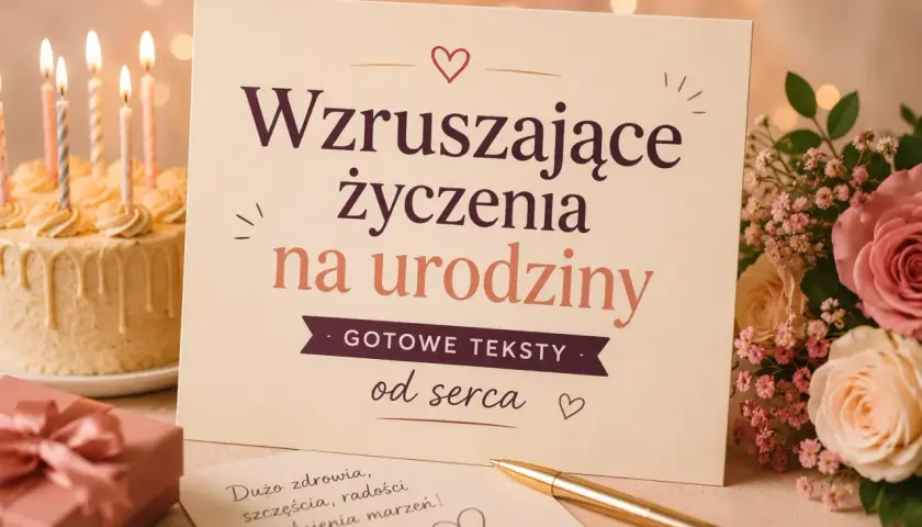Wzruszające życzenia na urodziny, tort ze świecami, prezent i bukiet róż. Gotowe teksty od serca dla bliskich.
