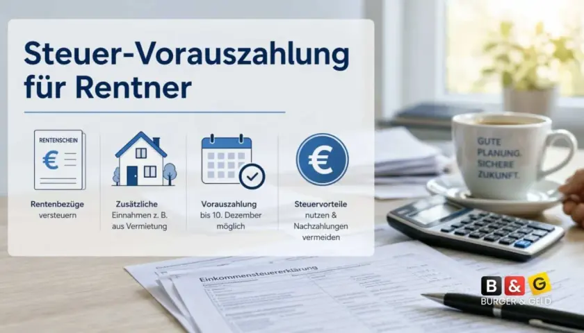 Steuer-Vorauszahlung für Rentner: Renten versteuern, Nebeneinkünfte berücksichtigen, Fristen beachten. Einspruch gegen Vorauszahlung möglich.