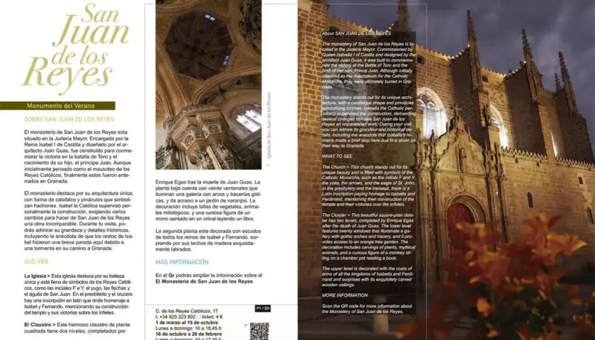 Fachada del Monasterio de San Juan de los Reyes, lugar de celebraciones y fiestas de molledo.