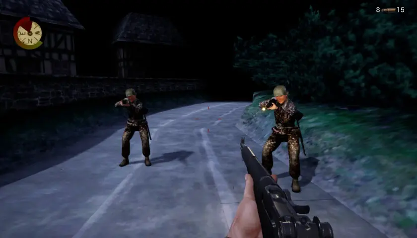 Nocna misja w grze Medal of Honor. Dwóch żołnierzy w kamuflażu celuje z karabinów.
