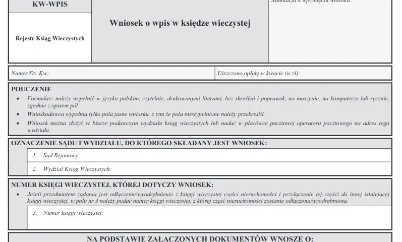 Wzór wniosku o przyspieszenie wpisu do KW - szybki dostęp