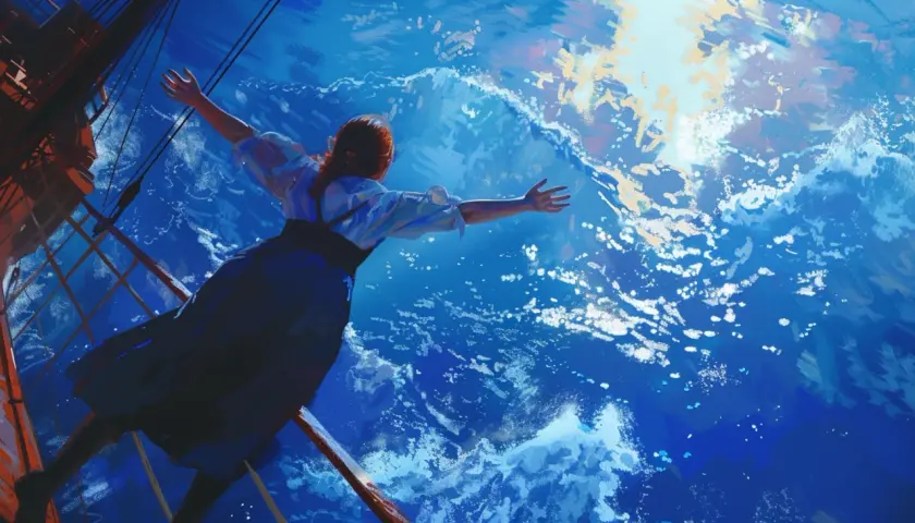 Titanic - plakat z romantyczną sceną z filmu