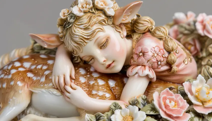 Delikatne uroki: porcelanowe sarenki i dziewczynki - sztuka