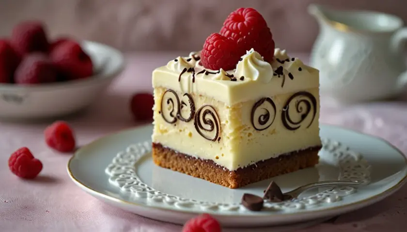 Mazurek z mascarpone i białą czekoladą - delikatny i elegancki deser