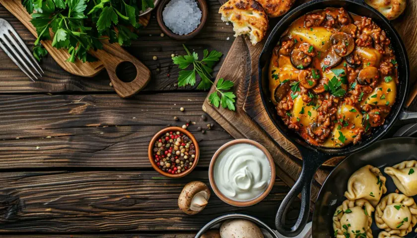 Pierogi z mięsem mielonym i pieczarkami lub warzywami - przepis