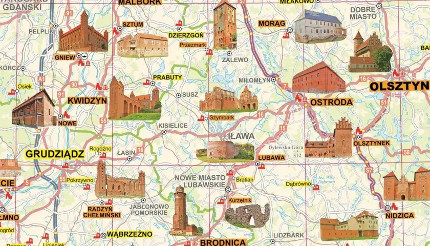 Mapa zamków w Polsce z opisami i wskazówkami dojazdu dla turystów