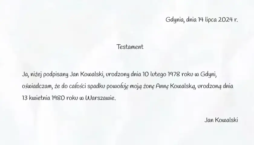 Testament wzajemny małżonków - wzór i wskazówki do napisania