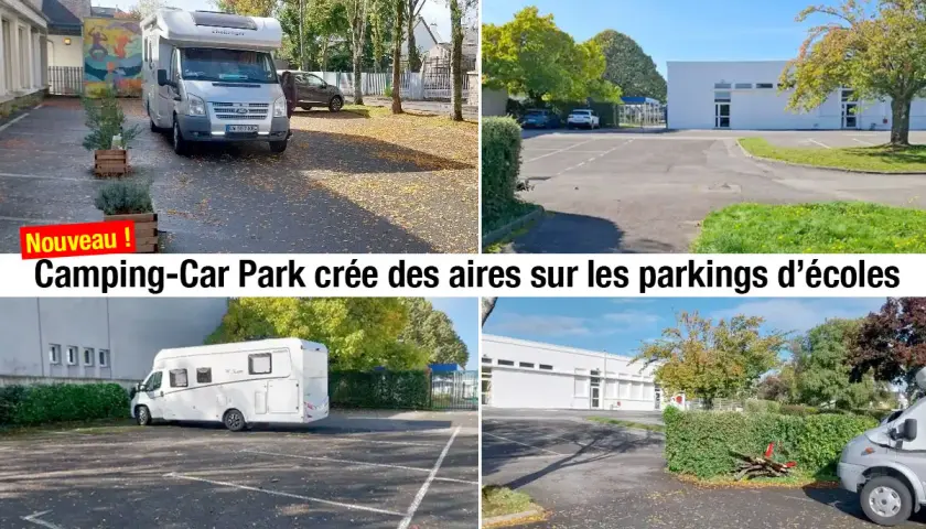 Camping-Car Park crée des aires sur les parkings d'écoles. La liste des aires camping-car park s'agrandit avec ces nouveaux emplacements.