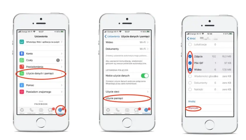 Jak odinstalować aplikacje na iPhonie? Zobacz, jak wyczyścić pamięć WhatsApp, usuwając zdjęcia, GIF-y i filmy.