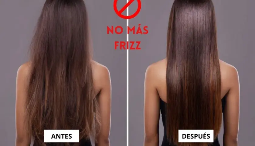 Antes y después: el pelo luce liso y sin frizz. ¡Adiós al encrespamiento!