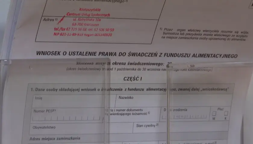 Wniosek o świadczenia z funduszu alimentacyjnego. Dokument ten jest kluczowy, gdy fundusz alimentacyjny wypłaca alimenty.