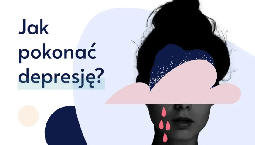 Grafika przedstawia twarz kobiety z chmurą nad głową i różowymi łzami.