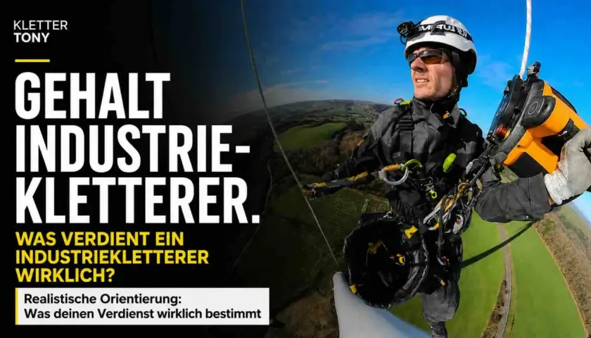 Industriekletterer in Aktion, mit Text über das Gehalt eines Industriekletterers. Realistische Orientierung: Was deinen Verdienst wirklich bestimmt.