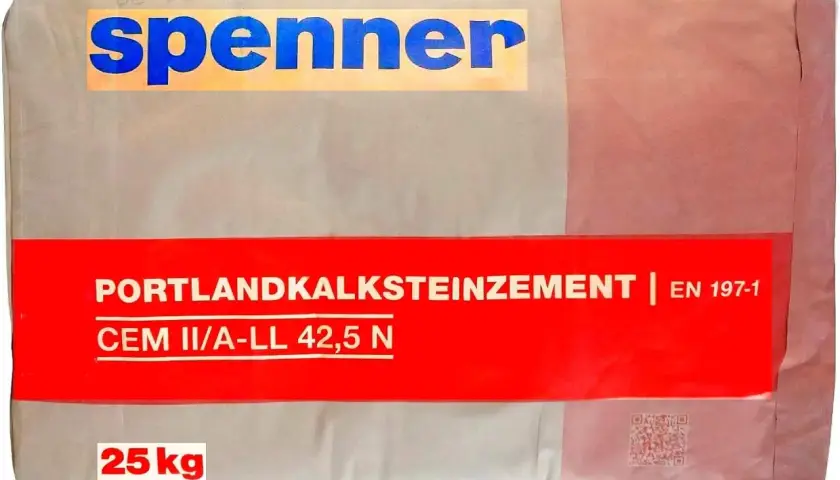 Sack Portlandkalksteinzement CEM II/A-LL 42,5 N von Spenner, 25 kg.