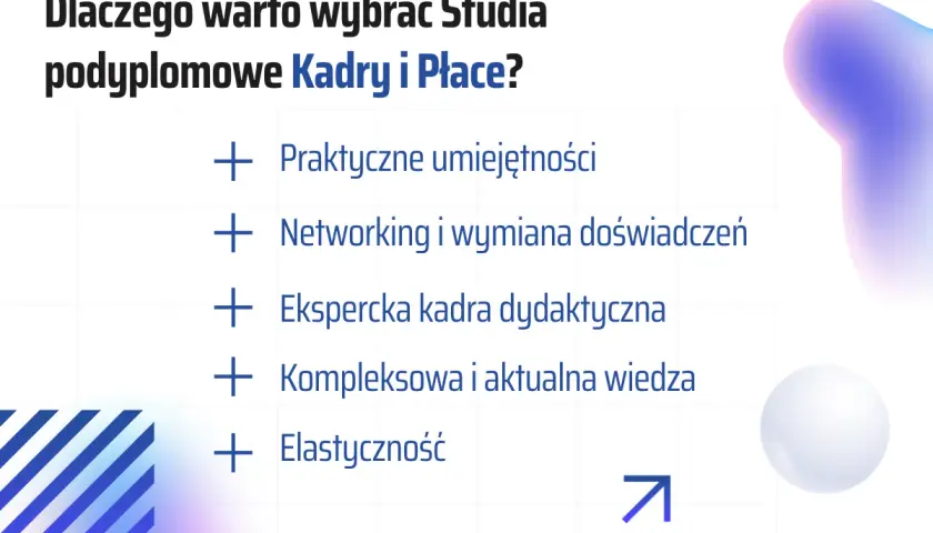 Studia podyplomowe Kadry i Płace: praktyczne umiejętności, networking, ekspercka kadra, aktualna wiedza, elastyczność. Dowiedz się, co to jest i dlaczego warto.