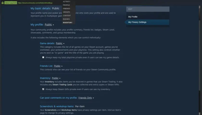 Ustawienia prywatności Steam. Dowiedz się, jak uzupełnić trade url, zarządzając widocznością swojego profilu, listy znajomych i ekwipunku.
