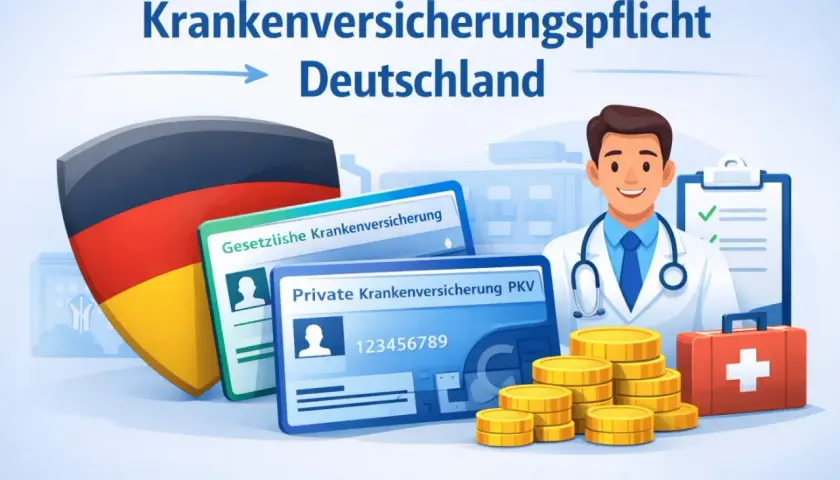 Krankenversicherungspflicht in Deutschland: Gesetzliche und private Krankenversicherungskarten, Arzt, Münzen, Erste-Hilfe-Kasten. Wie lange darf man ohne krankenversicherung sein?