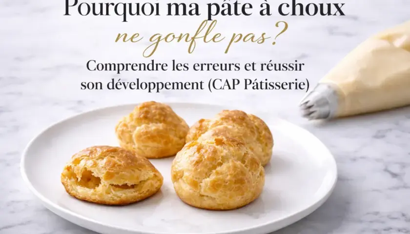 Pâte à choux ratée ? Comprendre les erreurs pour réussir son développement, une fiche technique CAP Pâtisserie.