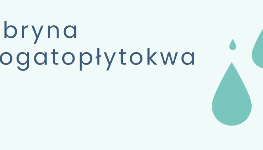 Fibryna bogatopłytkowa - opinie o zabiegu. Grafika przedstawia krople, symbolizujące płyn.