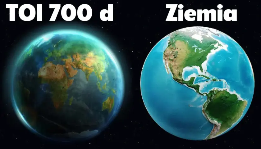 TOI 700 d, planeta podobna do ziemi, obok Ziemi.