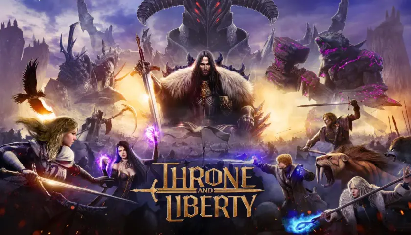 Bitwa o tron i wolność w świecie fantasy. Bohaterowie walczą z potężnymi przeciwnikami, a w tle widać złowrogiego demona.