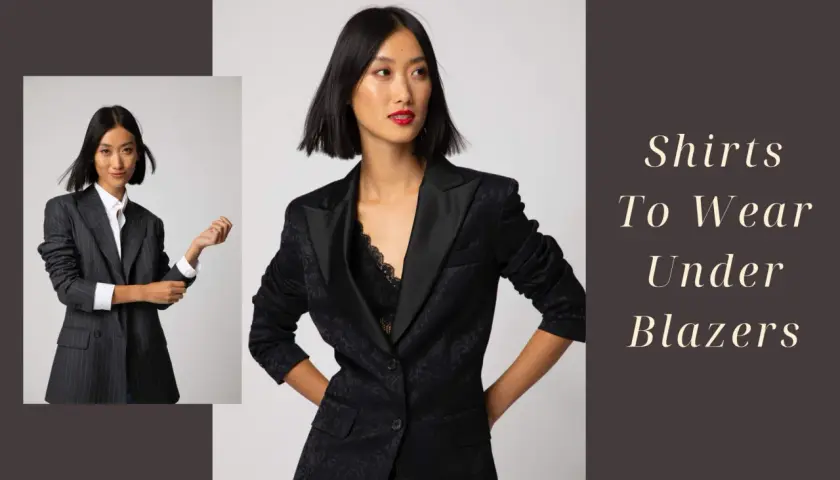 Idées de que mettre sous un blazer femme : chemise classique ou un top en dentelle pour un look chic.