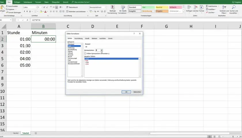 Finestra di dialogo "Formato celle" in Excel, con la categoria "Numero" selezionata, per la conversione ore in decimali.