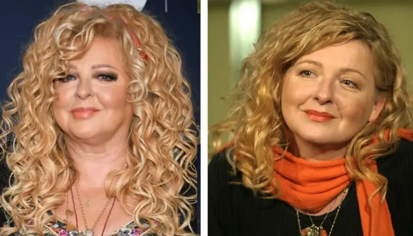 Magda Gessler młoda, z burzą blond loków i charakterystycznym makijażem, uśmiecha się do obiektywu.