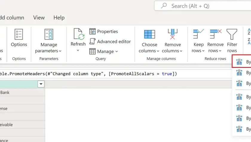 Interfaccia di Power Query con opzione "Dividi colonna per delimitatore" selezionata, utile per organizzare testo in colonne Excel.