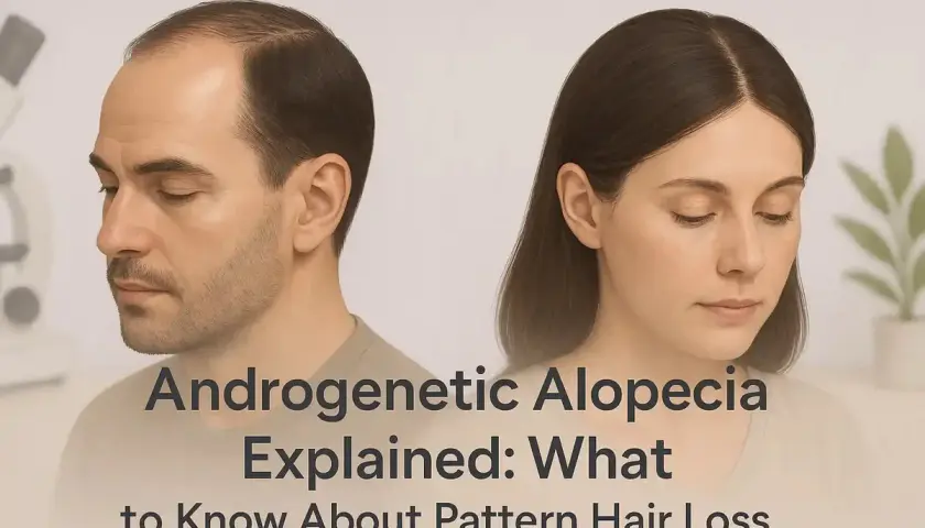Hombre y mujer con alopecia androgenética, un tipo de pérdida de cabello común.