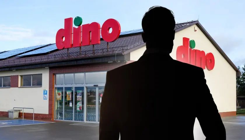 Sylwetka mężczyzny przed sklepem Dino. Czy to właśnie tutaj Tomasz Biernacki gdzie mieszka?