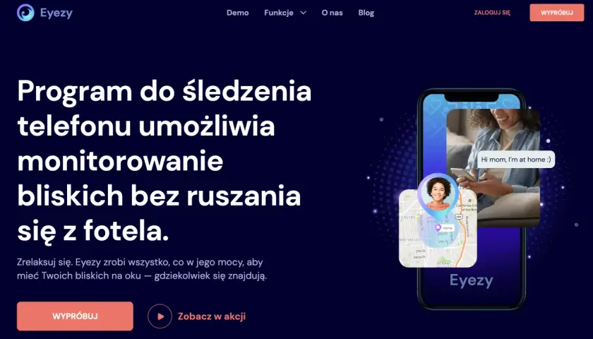 Telefon z mapą lokalizacji i zdjęciem dziecka, obok kobieta pisząca wiadomość.