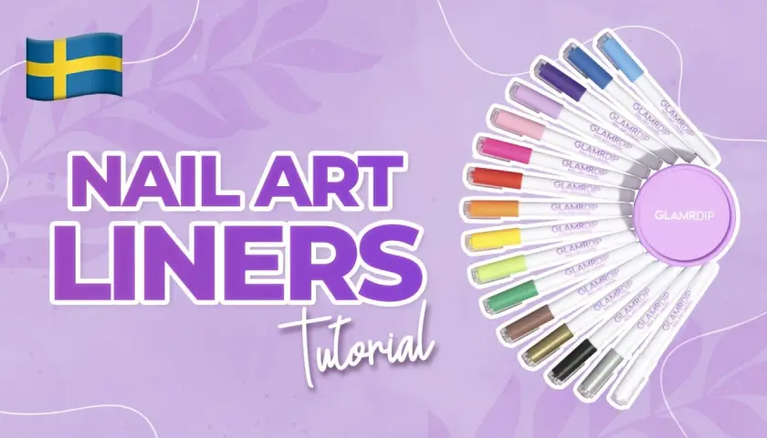 Svenska flaggan vajar bredvid en samling färgglada konad nagellackspennor för en "Nail Art Liners Tutorial".