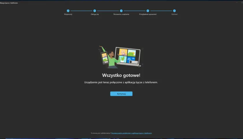 Ukończono parowanie urządzenia z aplikacją Łącze z telefonem w systemie Windows. Teraz możesz cieszyć się pełną integracją.