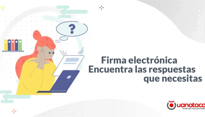 Ilustración de una persona pensativa frente a una laptop, buscando información sobre el **reglamento de firma electrónica**.