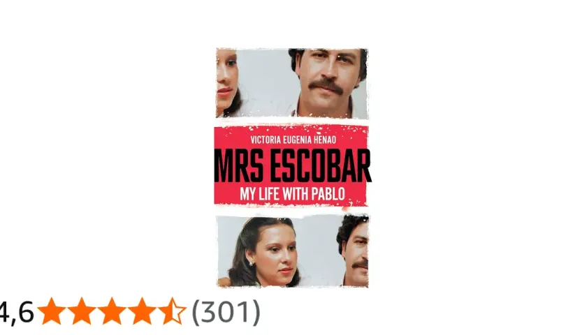 Okładka książki "Mrs Escobar" z wizerunkami Marii Victorii Henao i Pabla Escobara.