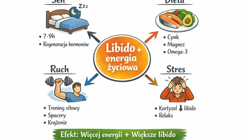 Jak zwiększyć libido? Dbaj o sen, dietę, ruch i redukuj stres. Efekt: więcej energii i większe libido.