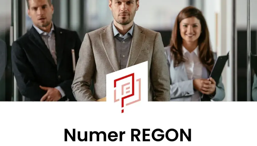 Trzech profesjonalistów w garniturach. Na dole napis "Numer REGON". Dowiedz się, co to jest REGON.