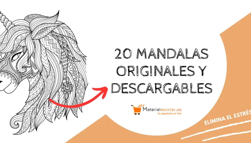 Un unicornio detallado, ideal para dibujos para copiar adultos. Descarga 20 mandalas originales y alivia el estrés.